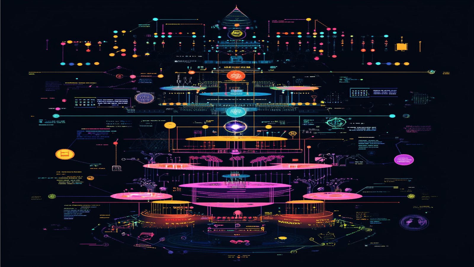 Two retro 2D game screens connected by network data flow visualisation on a dark background