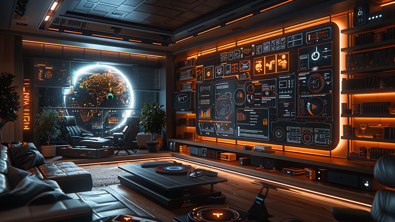 Abstract visualisation of game development trends with code editors, 2D sprites, and development tools on a dark background